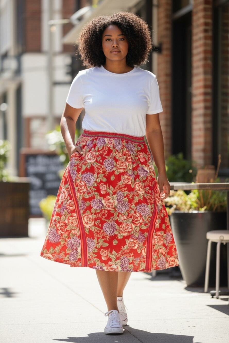 Vintage 90's Plus size Floral Skirt